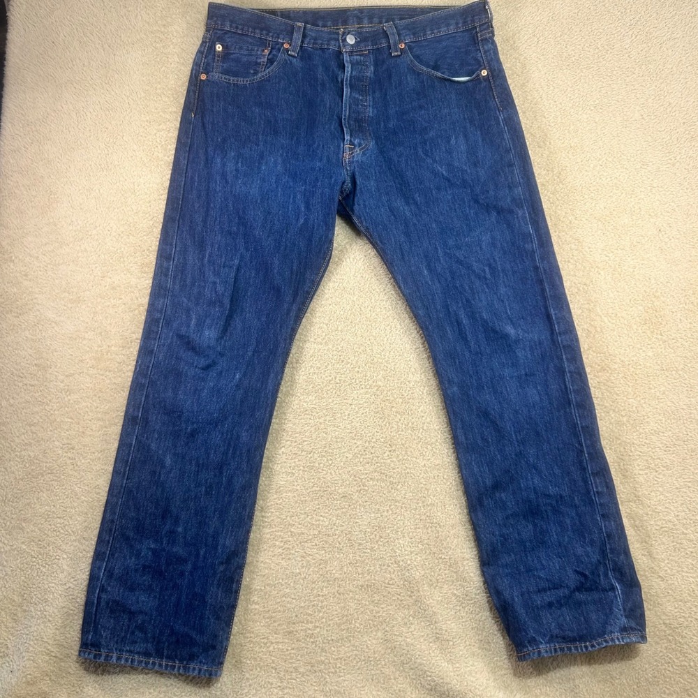 Levi Strauss 501 Original Fit Button Fly Jeans Dark Wash‎ Mens W38 L32